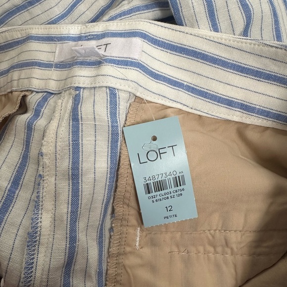 Loft Peyton Trouser Pants in Striped Linen Blend Sz 12P - Picture 6 of 6